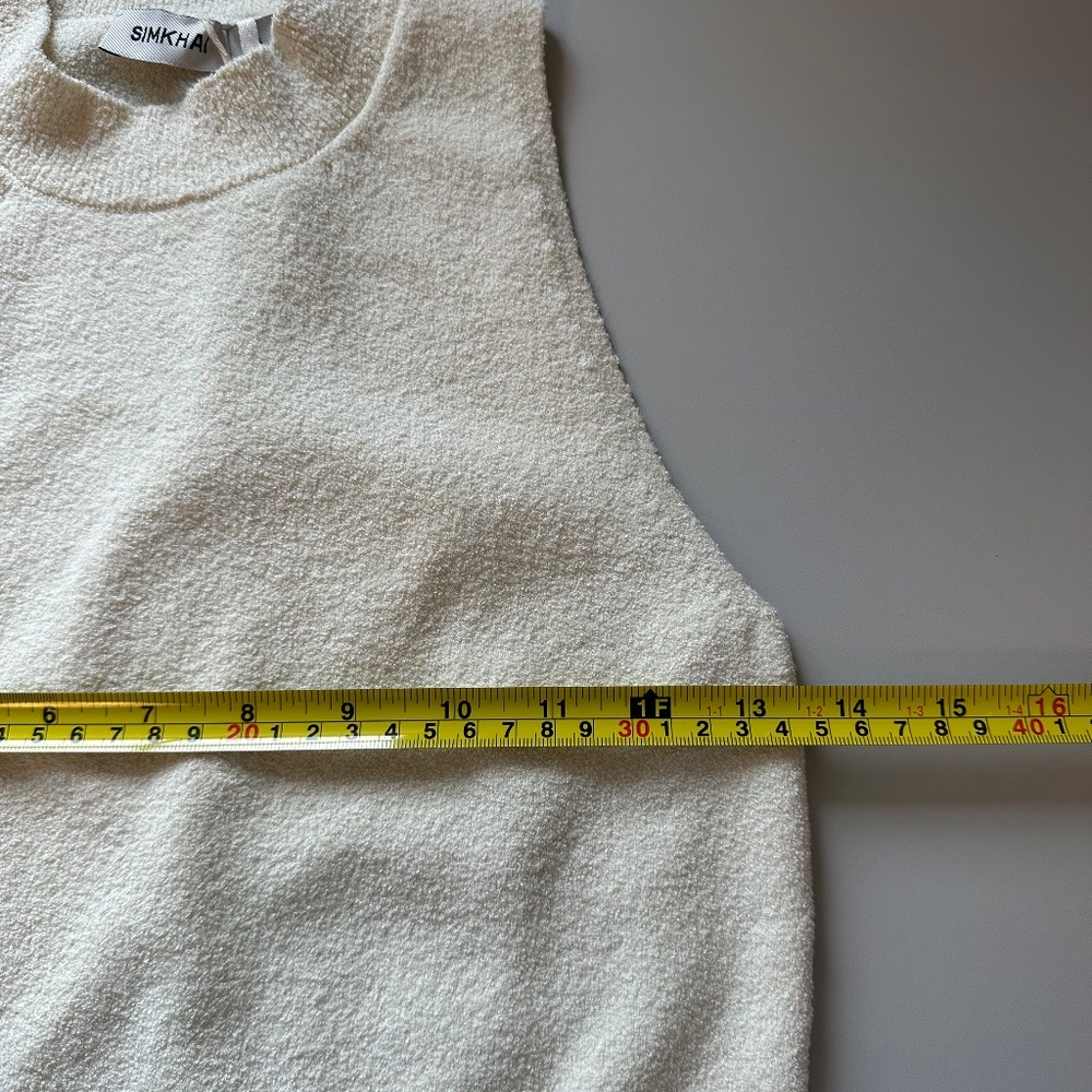 NWT Simkhai Tatyana Cropped Bouclé-knit Top in Cream | Size Small - Picture 5 of 8